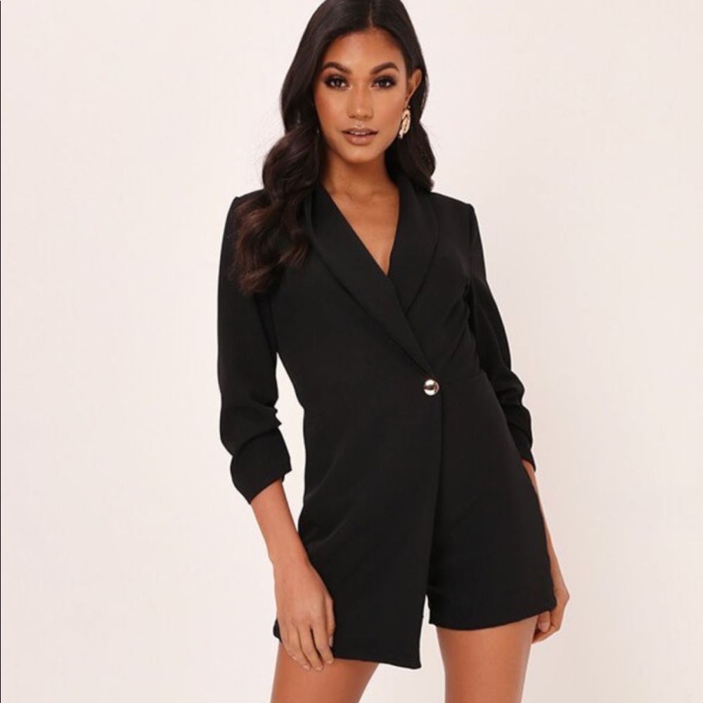 Black Wrap Over Blazer Playsuit
